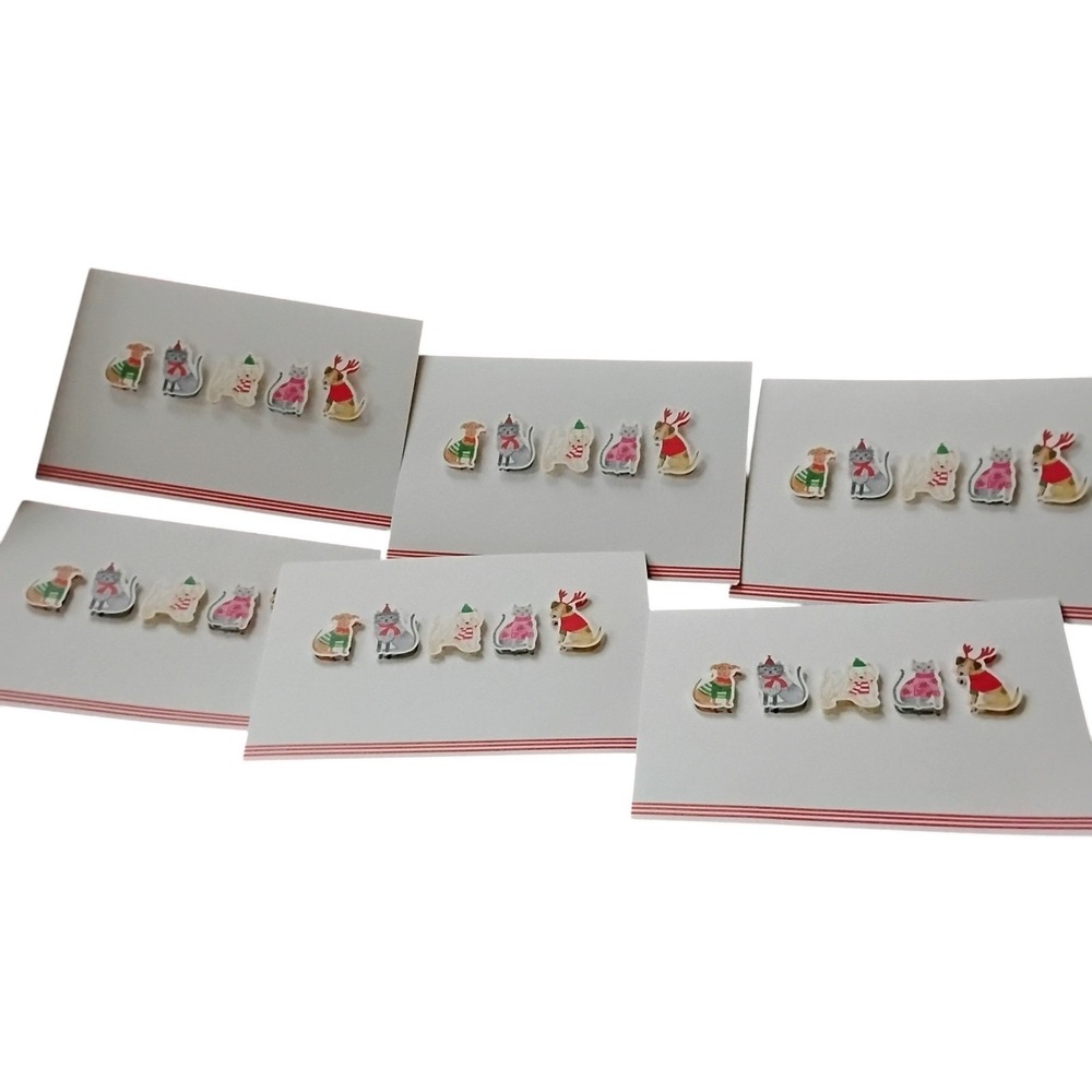 Hallmark Signature Christmas Cards Carolyn Gavin Holiday Pets Dogs Cats 6 Count